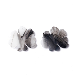 Black Opaque Acrylic Pendants, Flower, Black, 25x28x2mm, Hole: 2mm