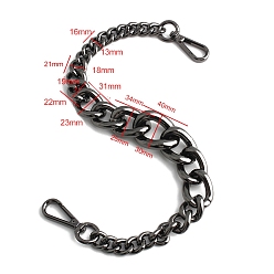 Gunmetal Aluminum Bag Shoulder Chains, Bag Chain Replacement, Gunmetal, 45cm