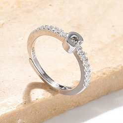 Letter C S925 регулируемые кольца с буквами из стерлингового серебра для женщин, с микро проложить кубического циркония, буква С, 2 мм, размер США 5 1/2 (16.1 мм), Письмо: 5x4 мм