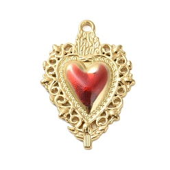 Золотой 304 нержавеющей стальной эмали подвески, очарование священного сердца, золотые, 26x18.5x3 мм, отверстие : 1.6 мм