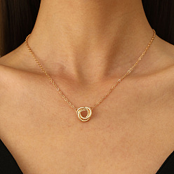 Золотой Ожерелья из сплава с плетеными кольцами для женщин, золотые, 15.75 дюйм (40 см)