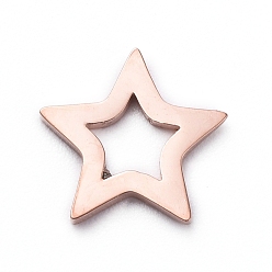 Розовое Золото Вакуумное покрытие pvd 304 соединительные кольца из нержавеющей стали для изготовления ювелирных изделий, ручная полировка, звезда, розовое золото , 8x8x1 мм, внутренний диаметр: 3x3 мм