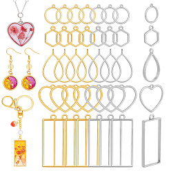 Mixed Color 100Pcs 10 Styles Tibetan Style Alloy Pendants, Mixed Color, 20~48.5x15~25x1.5~5.5mm, Hole: 1.4~2.7mm, 10pcs/style