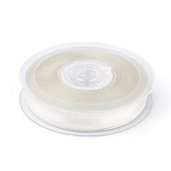 Кремово-белый Полиэстер Grosgrain ленты, серебристая лента, кремово-белые, 3/8 дюйм (9 мм), около 100 ярдов / рулон (91.44 м / рулон)