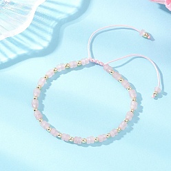Розовый Кварц Плоские круглые натуральные бусины из розового кварца, плетеные браслеты из бусин., плетеные браслеты из нейлоновой нити для женщин, с Гальваническим немагнитных синтетическими гематита бисера, внутренний диаметр: 2.17~3.46 дюйм (5.5~8.8 см)