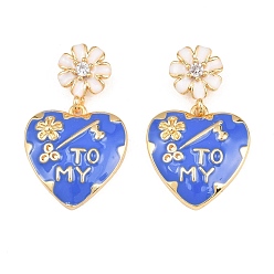 Золотой Латунные микропаве прозрачные подвески с фианитом, с эмалью, сердце прелести, золотые, 29.5 мм, отверстие : 5x2 мм