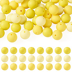Amarillo 45 piezas 3 colores perlas focales redondas de silicona, amarillo, 15 mm, agujero: 2 mm, 15 piezas / color