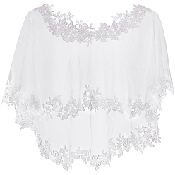 Белый Съемные свадебные кружевные шали из полиэстера, шаль болеро, свадебная кружевная накидка с цветочным принтом, белые, 470x970x1 мм
