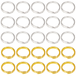 Золотой & Серебряный 600шт. 2 цвета латунные разъемные кольца, кольца с двойной петлей, золотой и серебряный, 8x1 мм, внутренний диаметр: 7 мм, 300 шт / цвет