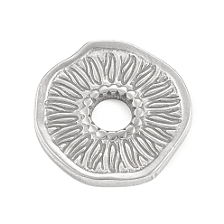 Нержавеющая Сталь Цвет Устойчивы к потускнению 304 бусины из нержавеющей стали, неправильный плоский круглый с подсолнухом, цвет нержавеющей стали, 17x16.5x1.5 мм, отверстие : 3.6 мм