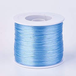 Deep Sky Blue Flat Elastic Crystal String, Elastic Beading Thread, for Stretch Bracelet Making, Deep Sky Blue, 0.7mm, about 546.8 yards(500m)/roll