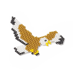Peru Handmade Loom Pattern MIYUKI Seed Beads, Eagle Pendants, Peru, 38x51x1.4mm