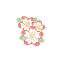 White Creative Zinc Alloy Brooches, Enamel Lapel Pin, with Iron Butterfly Clutches or Rubber Clutches, Flower, Golden, White, 30x25mm, Pin: 1mm