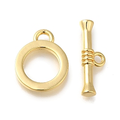 Настоящее золото 18K Латуни Переключить застежками, без кадмия, без никеля и без свинца, кольцо, реальный 18 k позолоченный, Кольцо: 17.5x14x2 mm, отверстие : 1.7x3 мм, бар: 7x20.5x4 mm, отверстие : 2 мм