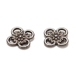 Черный Цвет Металла Сплавочные подвески тибетского стиля, без свинца, без никеля и без кадмия, металлический черный , шириной 13.2 мм , 13.2 мм высотой, толщиной 1.5 мм , отверстие : 3.5 мм