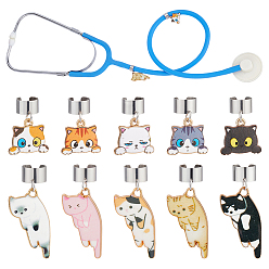 (52) Непрозрачная лаванда 20 шт 10 стили кошка сплав эмаль стетоскоп подвеска украшения, с 304 фурнитурой из нержавеющей стали, разноцветные, 23~37 мм, 2 шт / стиль