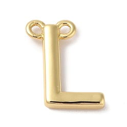 Letter L Стойки обшивки латунные подвески, долговечный, без свинца и без кадмия, письмо амулеты, реальный 18 k позолоченный, Письмо L, 11x8x2 мм, отверстие : 1 мм