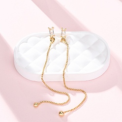 Золотой Прямоугольная латунная микропаве прозрачный кубический цирконий резьба для ушей, стойки покрытие, долговечный, без кадмия и без свинца, золотые, 100x4.5 мм