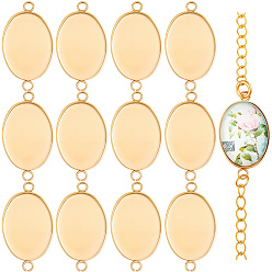 Golden 30Pcs 304 Stainless Steel Cabochon Connector Settings, Plain Edge Bezel Cups, Oval, Ion Plating(IP), Golden, Tray: 18.5x13.5mm, 24.5x14x1.5mm, Hole: 2mm