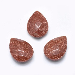 Камень с Пылевым Золотом Синтетические голдстоуновские кабошоны, граненые, слеза, 17~18x12.5x4.5~6 мм