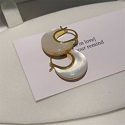 Бледно-Золотистый Серьги-кольца из латуни, cmолой, луна, бледно золотарник, 20 мм