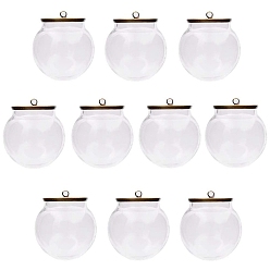 Antik Bronze Glas-Anhänger, Runde, Antik Bronze, 20 mm, 10 Stück / Set