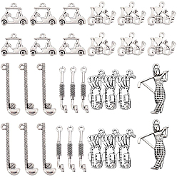Античное Серебро 60 шт 6 подвески из сплава в тибетском стиле, гольф-клуб и тележки для гольфа, античное серебро, 17~32x4~20x1.5~4.5 мм, отверстие : 1.6~4 мм, 10 шт / стиль