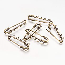 Античная Бронза Железа килт контакты, фурнитура для броши, античная бронза, 50x16 мм, отверстие : 3 мм