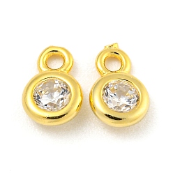 Настоящее золото 18K 925 плоские круглые подвески из стерлингового серебра с прозрачным фианитом и паве, реальный 18 k позолоченный, 6x4x2 мм, отверстие : 1 мм