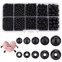 Черный Пластиковые глазки, наборы для изготовления кукол своими руками, круглые, чёрные, 3~8x2.5~7 мм, отверстие : 1~1.8 мм, 1750~1760 шт / коробка