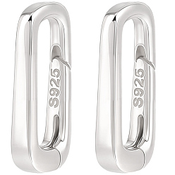 Серебро 925 Кольца для пружинных замшевых заклепок из стерлингового серебра с двусторонней салфеткой для полировки серебра, овальные, серебряные, 14x6x2 мм