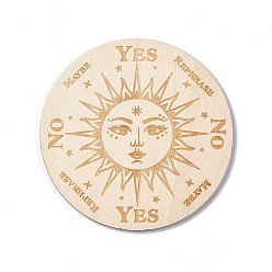 Солнце Деревянные резные коврики для чашек, термостойкие коврики для горшков, маятниковая доска на тему таро, для домашней кухни, плоско-круглые, рисунок солнца, 100x3 мм