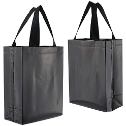 Черный Многоразовые подарочные пакеты, сумка-тоут из нетканого материала с лазерной обработкой и ручкой, прямоугольные, чёрные, 19.8x10x25.5 см