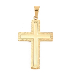 Золотой 304 подвески из нержавеющей стали, крест с подвесками в виде лучистой линии, матовая отделка, вакуумное покрытие pvd, долговечный, золотые, 46.5x30x2.5 мм, отверстие : 9x5 мм