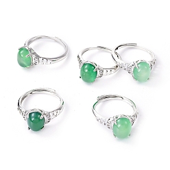 Platinum Adjustable Brass Finger Rings, with Cubic Zirconia, Platinum, Size 7, 17mm