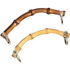 Mixed Color Bamboo Handles Replacement Part, with Alloy Findings, For Bag Accessories, Mixed Color, 15.4x1.8cm, Hole: 4mm, Clasp: 32x30.5x8mm, Inner Diameter: 21.5x23mm, 4set/bag