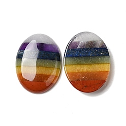 Смешанные камни Кабошоны чакры из натуральных смешанных драгоценных камней, плоский зад, овальные, 40x30x8 мм