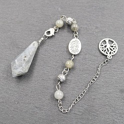 Лабрадорита Природный лабрадорит конус шестиугольный заостренный биолокационный маятник, с чарами Древа Жизни, для лозоходства и гадания, 190 мм