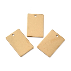 Настоящее золото 18K Ионное покрытие (ip) 201 кулон из нержавеющей стали, прямоугольные, реальный 18 k позолоченный, 30x20x1 мм, отверстие : 2.6 мм