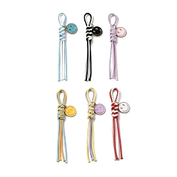 (52) Непрозрачная лаванда 6 шт. корейский вощеный полиэфирный шнур и эмалированный сплав, подвеска в виде улыбающегося лица для украшения сумок, разноцветные, 103~108 мм