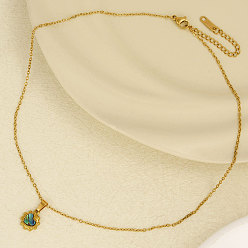 Золотой Стильные 304 ожерелья с подвеской в форме сердца из натуральной ракушки пауа из нержавеющей стали, золотые, кулон: 1.2x1 см