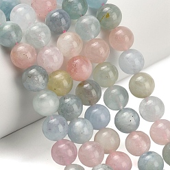 Морганит Природные морганит нитей бисера, круглые, класс А, 9.5~10 мм, отверстие : 0.6~0.8 мм, около 40 шт / нитка, 16.02~16.14'' (40.7~41 см)