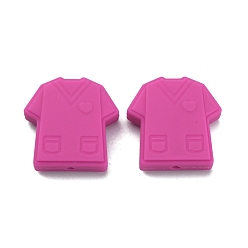 Fuchsia Food Grade Eco-Friendly Silicone Beads, Male Nurse Clothes, Fuchsia, 26x26.5x8mm, Hole: 2.5mm