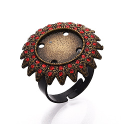 Античная Бронза Основание чашки с кольцом из цветочного сплава и железных страз с вращающимся подносом, установка колец для снятия тревожности, античная бронза, 25x25 мм, 17 мм, Размер лотка: 14 мм