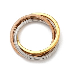 Многоцветный 201 Кольца из нержавеющей стали с тремя переплетенными кольцами, многоцветные, размер США 7 (17.3 мм)