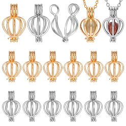 Платиновый & Золотой 50шт. 2 цвета, подвески-клетки из латуни и сплава, для ожерелья, подвески в виде полой клетки-капли, платиной и золотом, 21.5~22x13x10~11.5 мм, отверстие : 3.5~4x3x4 мм, 25 ПК / цветов