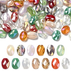 (52) Непрозрачная лаванда 60 шт 3 цвета гальванические стеклянные бусины, с покрытием AB цвета, граненые, овальные, разноцветные, 8x6x4 мм, отверстие : 1.2 мм, 20 шт / цвет