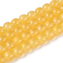 Золотистый Прозрачные стеклянные нити, имитирующие кошачий глаз, круглые, золотые, 5.5~6 мм, отверстие : 0.9~1 мм, около 146~149 шт / нитка, 30.31~31.5 дюйм (77~80 см)