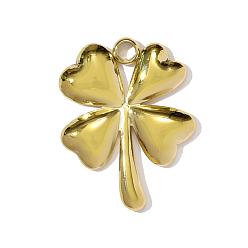 Настоящее золото 18K 304 подвески из нержавеющей стали, клевер амулеты, реальный 18 k позолоченный, 21x17 мм