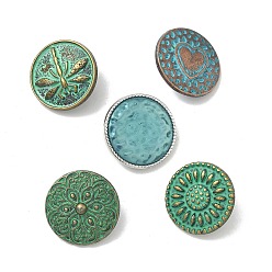 (52) Непрозрачная лаванда Тибетский стиль кнопки сплава хвостовиком, плоско-круглые, 1-луночное, разноцветные, 17~18x6.5~8 мм, отверстие : 1.4~2 мм